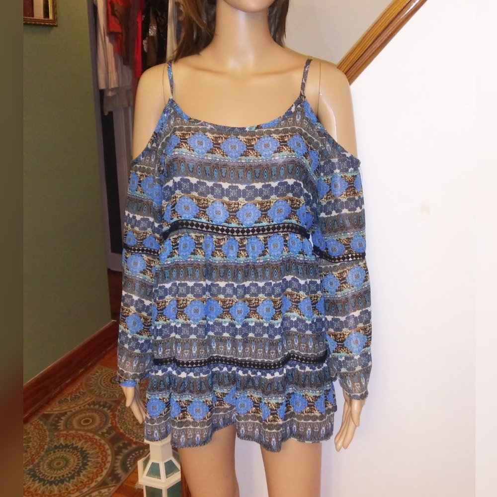 Paper crane cold shoulder boho dress/tunic